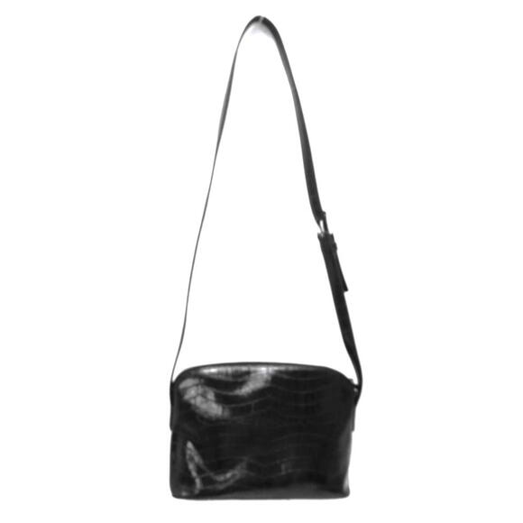 Black Crocodile Pattern Faux Leather Crossbody Bag - Picture 3 of 6